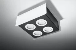 Sollux STEREO Moderne Aufbauleuchte Eckig Weiss, Schwarz 4-flg. GU10