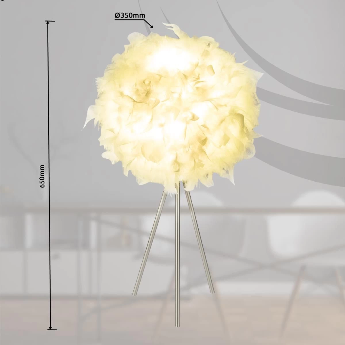 Globo Katunga Tischleuchte Nickel Matt, Weiß E27 Mit Schalter 35x65cm 5 Globo Katunga Tischleuchte Nickel Matt, Weiß E27 Mit Schalter 35x65cm – Bild 3