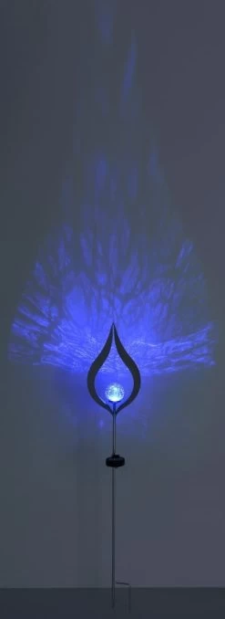 Design Solarleuchte Silber Mit Blauer Glaskugel 17,5x6x90cm Mit Erdspieß Von Globo -Lichtwelt Verkauf 33467b s