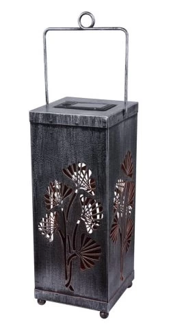 LED Solar Laterne Dekorstanzung Silber Antik 268mm Von Globo