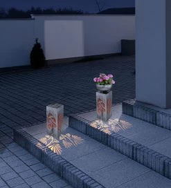 LED Solarleuchte Mit Pflanzschale U. Blatt Stanzungen Aus Metall Silber Antik 25x25x59cm Von Globo 15 LED Solarleuchte Mit Pflanzschale U. Blatt Stanzungen Aus Metall Silber Antik 25x25x59cm Von Globo -Lichtwelt Verkauf 33484s am