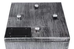 LED Solarleuchte Mit Pflanzschale U. Blatt Stanzungen Aus Metall Silber Antik 25x25x59cm Von Globo 13 LED Solarleuchte Mit Pflanzschale U. Blatt Stanzungen Aus Metall Silber Antik 25x25x59cm Von Globo -Lichtwelt Verkauf 33484s e