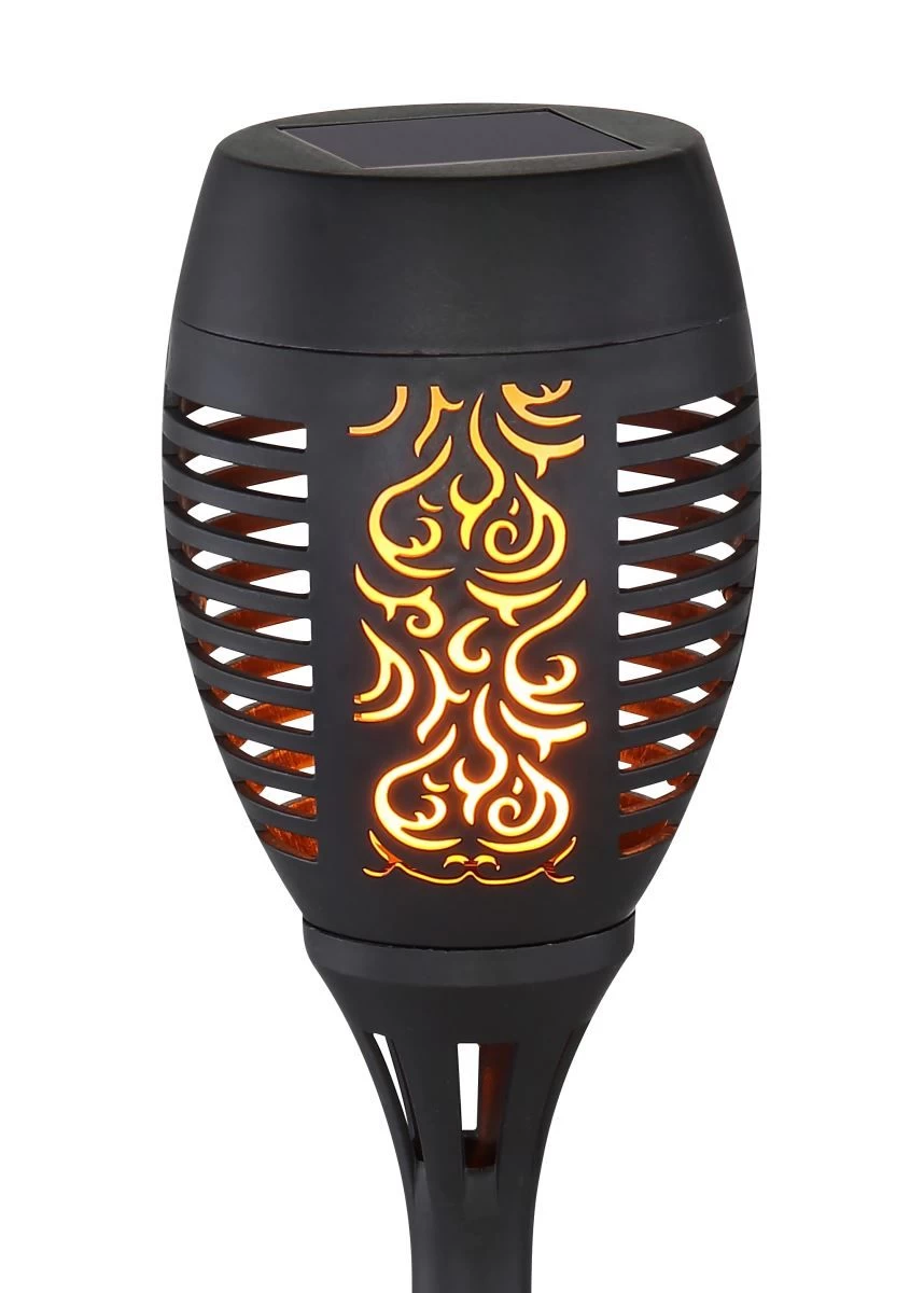 LED Solarleuchte Fackel Auf Erdspitz LED Flackert Kunststoff Schwarz 9,5x49,5cm Von Globo 5 LED Solarleuchte Fackel Auf Erdspitz LED Flackert Kunststoff Schwarz 9,5x49,5cm Von Globo – Bild 3