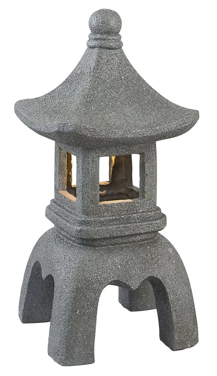 LED Solarleuchte Pagode Tempel Statue In Steinoptik Grau 18,5x18,5x39,5cm Von Globo 4 LED Solarleuchte Pagode Tempel Statue In Steinoptik Grau 18,5x18,5x39,5cm Von Globo – Bild 2
