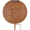 LED Solarleuchte Kugel Aus Metall Mit Dekorstanzungen Lebensblume Rostfarbend 270mm Von Globo 1 LED Solarleuchte Kugel Aus Metall Mit Dekorstanzungen Lebensblume Rostfarbend 270mm Von Globo -Lichtwelt Verkauf 33629r b