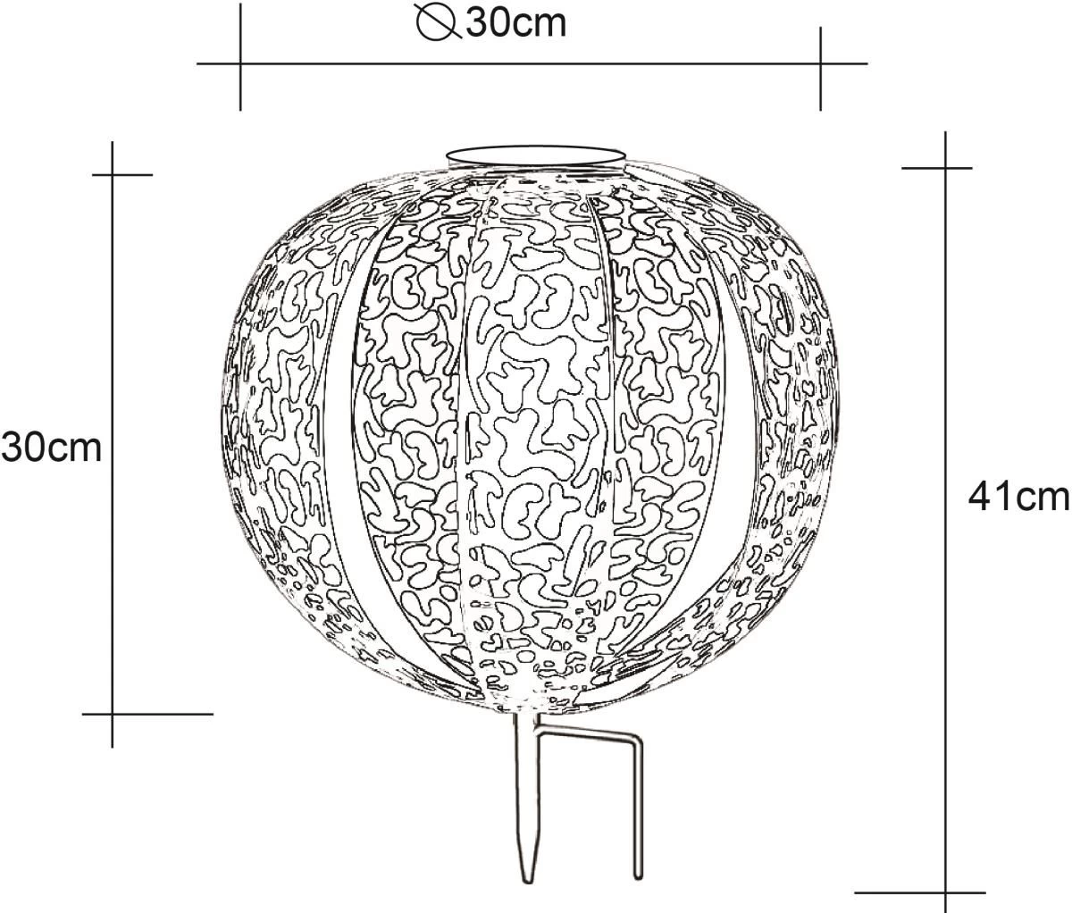 LED Solarleuchte Kugel Aus Streifen M. Dekorstanzungen Rostfarbend 300mm Von Globo 6 LED Solarleuchte Kugel Aus Streifen M. Dekorstanzungen Rostfarbend 300mm Von Globo – Bild 4