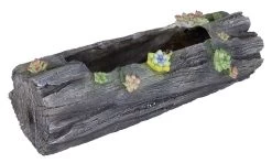 LED Solar Blumentopf In Holzoptik Antik-grau Zum Bepflanzen LBH:44,3x17,3x13,5cm Von Globo