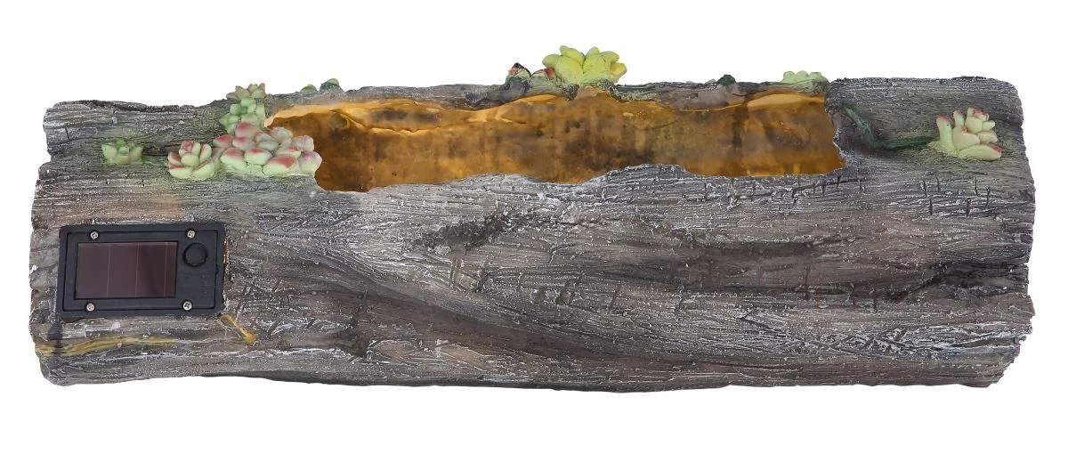 LED Solar Blumentopf In Holzoptik Antik-grau Zum Bepflanzen LBH:44,3x17,3x13,5cm Von Globo 5 LED Solar Blumentopf In Holzoptik Antik-grau Zum Bepflanzen LBH:44,3x17,3x13,5cm Von Globo – Bild 3