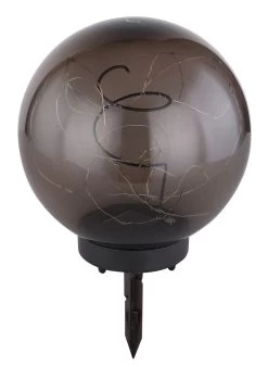 LED Solarleuchte Kugel 200mm Rauch Kunststoff Mit Lichterkette Innen Von Globo