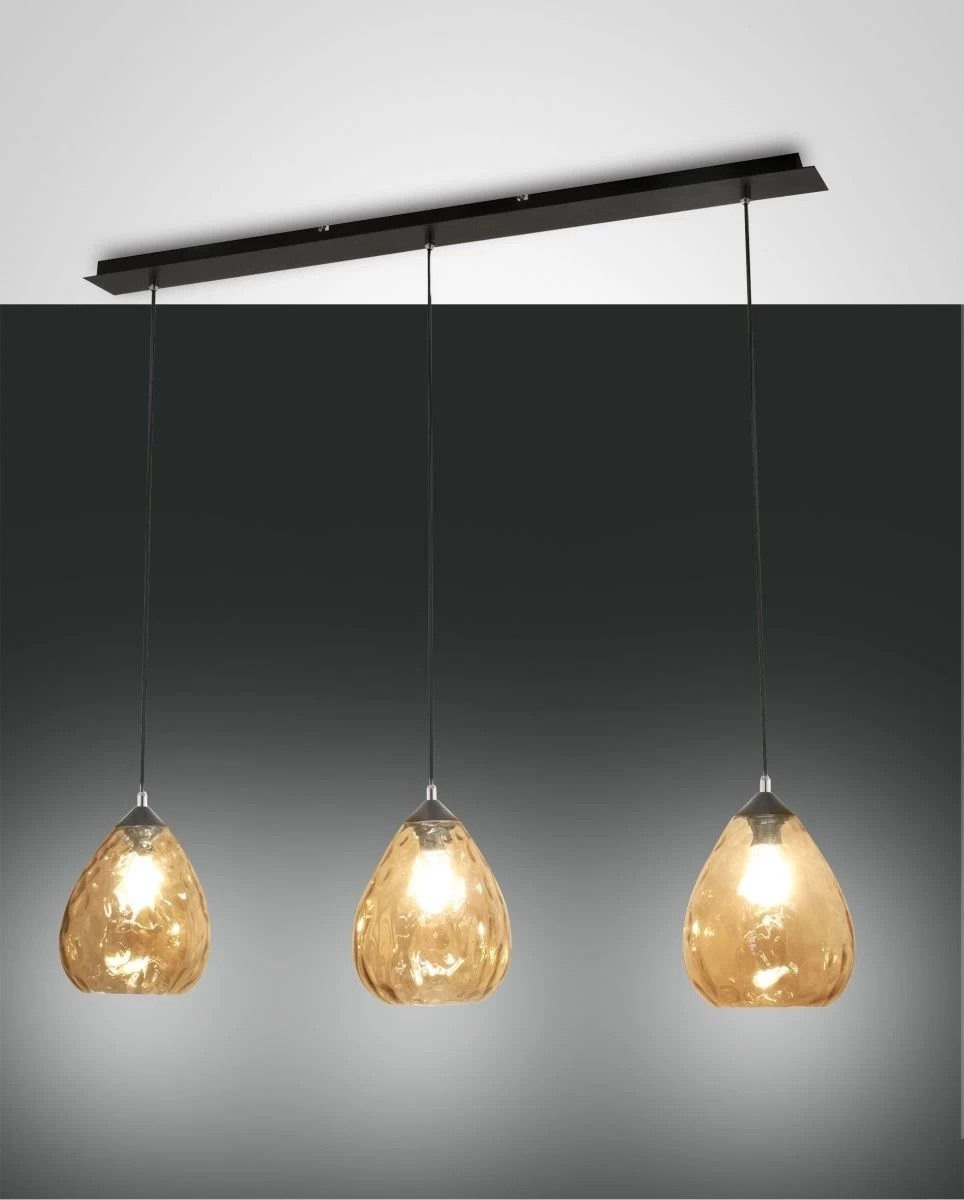 Hängeleuchte Schwarz Amber Fabas Luce Smartluce Gisella 110cm 3x E27 3 Hängeleuchte Schwarz Amber Fabas Luce Smartluce Gisella 110cm 3x E27