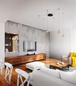 LED Hängeleuchte Schwarz Amber Fabas Luce Smartluce Arabella 350cm 6-flg. 4320lm Dimmbar -Lichtwelt Verkauf 3547 46 125 m