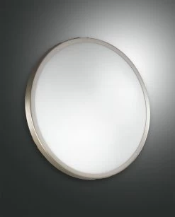 LED Deckenleuchte Nickel Satiniert Fabas Luce Plaza 30cm 1000lm