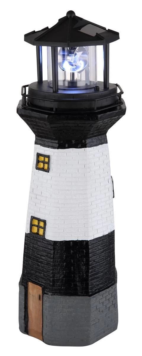 LED Solarleuchte Leuchtturm Schwarz Weiß Klar 13x38cm Von Globo 4 LED Solarleuchte Leuchtturm Schwarz Weiß Klar 13x38cm Von Globo – Bild 2
