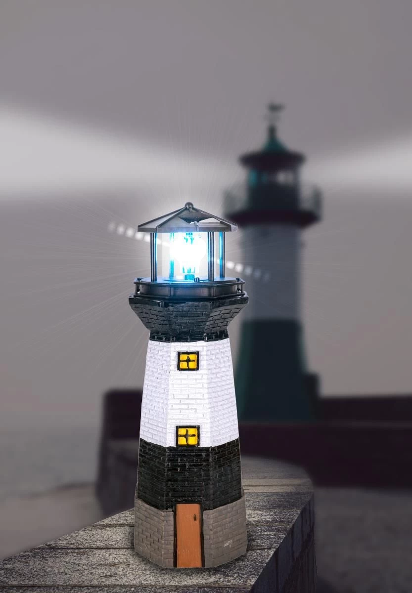 LED Solarleuchte Leuchtturm Schwarz Weiß Klar 13x38cm Von Globo 8 LED Solarleuchte Leuchtturm Schwarz Weiß Klar 13x38cm Von Globo – Bild 6