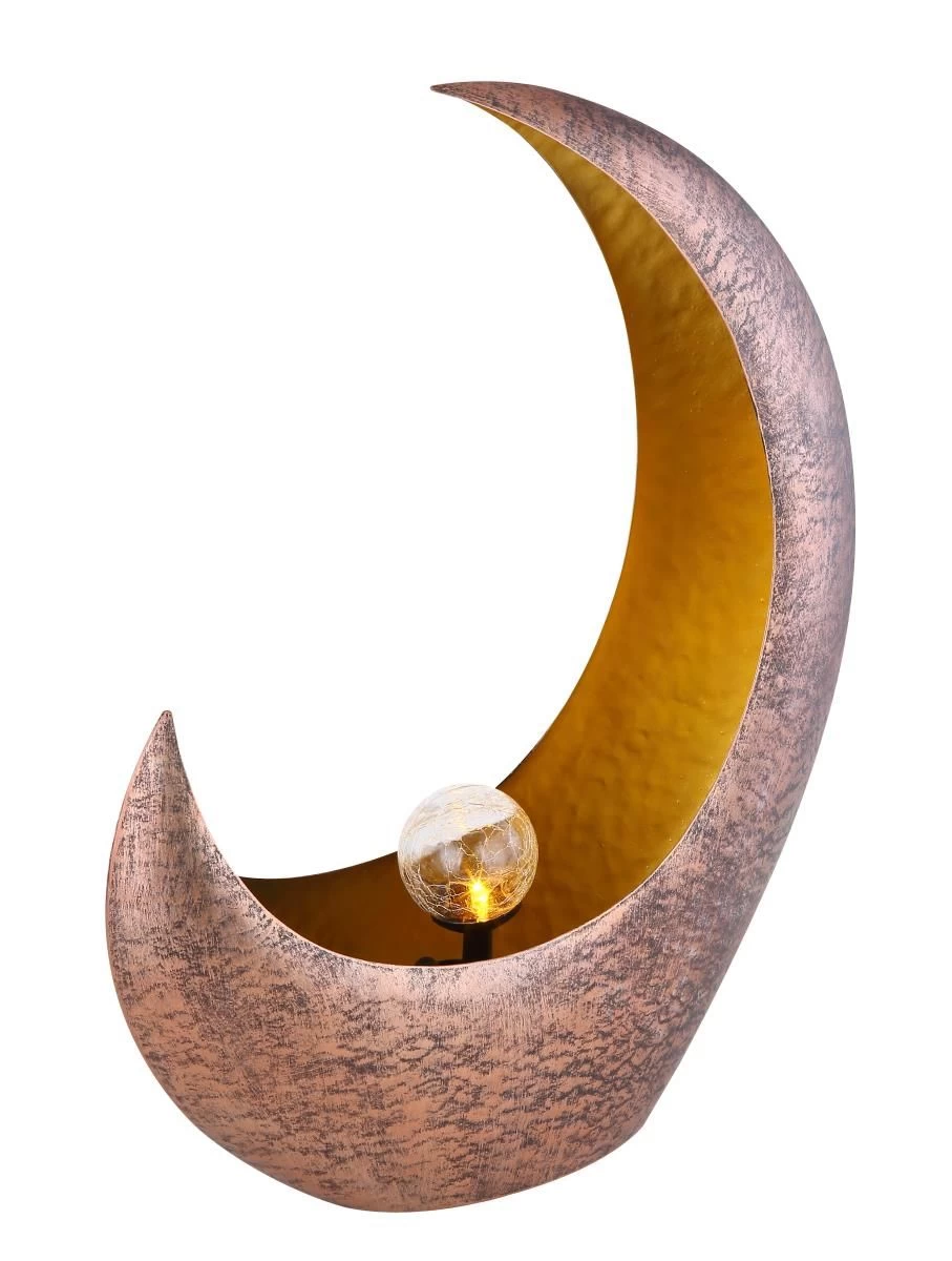 Design Solarleuchte Halbmond Metall Messig-goldfarben 37,5x13,5x45cm Von Globo 5 Design Solarleuchte Halbmond Metall Messig-goldfarben 37,5x13,5x45cm Von Globo – Bild 3