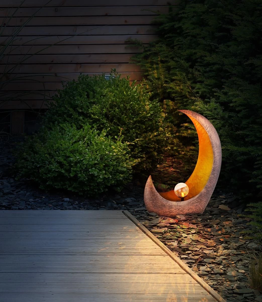 Design Solarleuchte Halbmond Metall Messig-goldfarben 37,5x13,5x45cm Von Globo 9 Design Solarleuchte Halbmond Metall Messig-goldfarben 37,5x13,5x45cm Von Globo – Bild 7