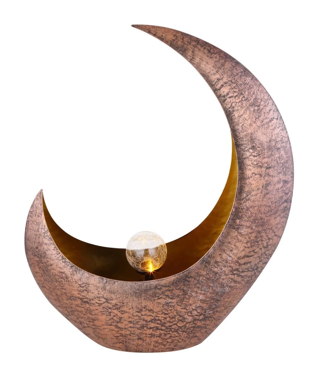 Design Solarleuchte Halbmond Metall Messig-goldfarben 37,5x13,5x45cm Von Globo 4 Design Solarleuchte Halbmond Metall Messig-goldfarben 37,5x13,5x45cm Von Globo – Bild 2