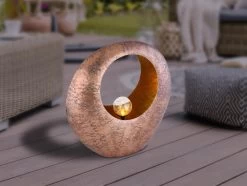 Design Solarleuchte Skulptur Rund Metall Messig-goldfarben 35x13,5x37cm Von Globo -Lichtwelt Verkauf 36521 am