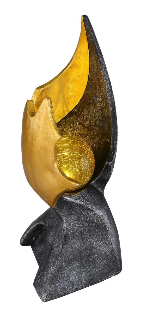 Design Solar Licht Skulptur Goldfarben Braun Mit Glas Kugel 15x14,5x36cm Von Globo 4 Design Solar Licht Skulptur Goldfarben Braun Mit Glas Kugel 15x14,5x36cm Von Globo – Bild 2