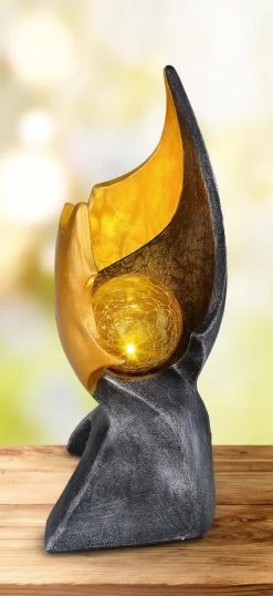 Design Solar Licht Skulptur Goldfarben Braun Mit Glas Kugel 15x14,5x36cm Von Globo 13 Design Solar Licht Skulptur Goldfarben Braun Mit Glas Kugel 15x14,5x36cm Von Globo -Lichtwelt Verkauf 36527 am