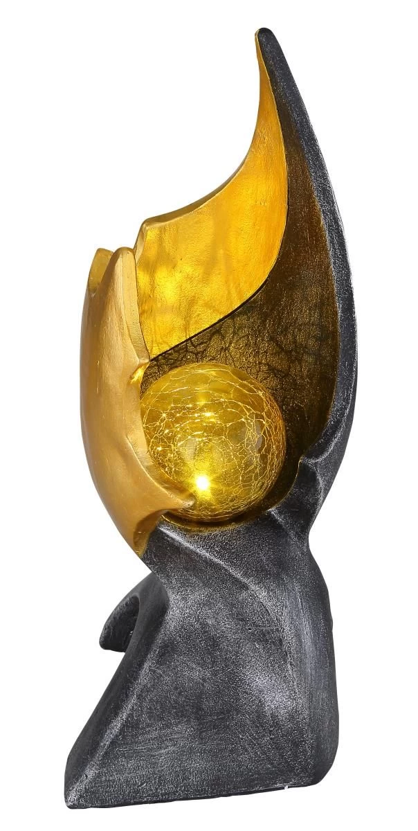 Design Solar Licht Skulptur Goldfarben Braun Mit Glas Kugel 15x14,5x36cm Von Globo 6 Design Solar Licht Skulptur Goldfarben Braun Mit Glas Kugel 15x14,5x36cm Von Globo – Bild 4