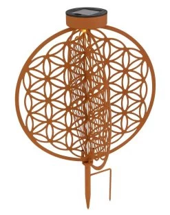 LED Solarlampe Scheiben Im Kugel Design Mit Dekorstanzung Lebensblume Rostfarben 300mm Von Globo 9 LED Solarlampe Scheiben Im Kugel Design Mit Dekorstanzung Lebensblume Rostfarben 300mm Von Globo -Lichtwelt Verkauf 36608r a