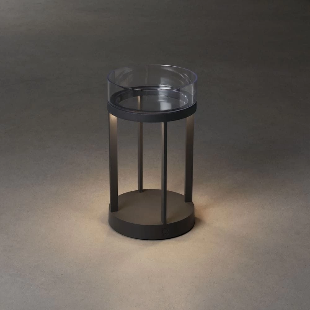 KONSTSMIDE Chieti Grau LED USB Akku Laterne Rund Dimmbar 2700K/3000K Glasdeck 9 KONSTSMIDE Chieti Grau LED USB Akku Laterne Rund Dimmbar 2700K/3000K Glasdeck – Bild 7