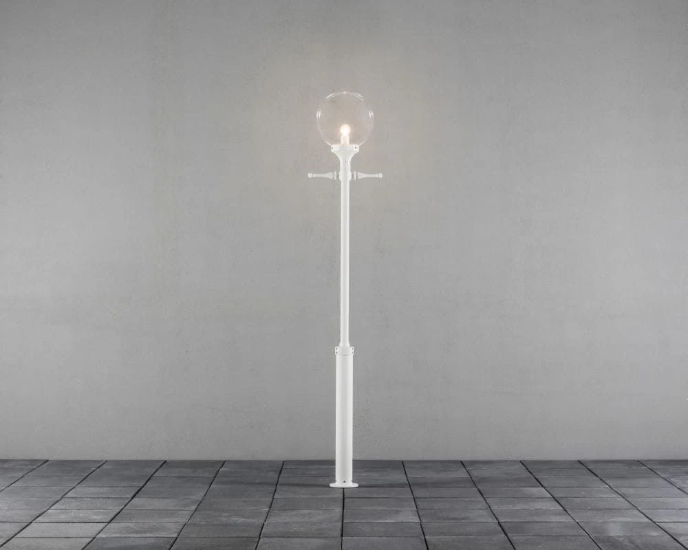 KONSTSMIDE Orion Kandelaber Außenstandleuchte Weiß Mit Kugelkopf E27 240cm 4 KONSTSMIDE Orion Kandelaber Außenstandleuchte Weiß Mit Kugelkopf E27 240cm – Bild 2