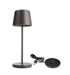 Deko Light Akku Tischlampe Canis Mini Grau Dimmbar Mit Ladesockel 2200/3000K IP65