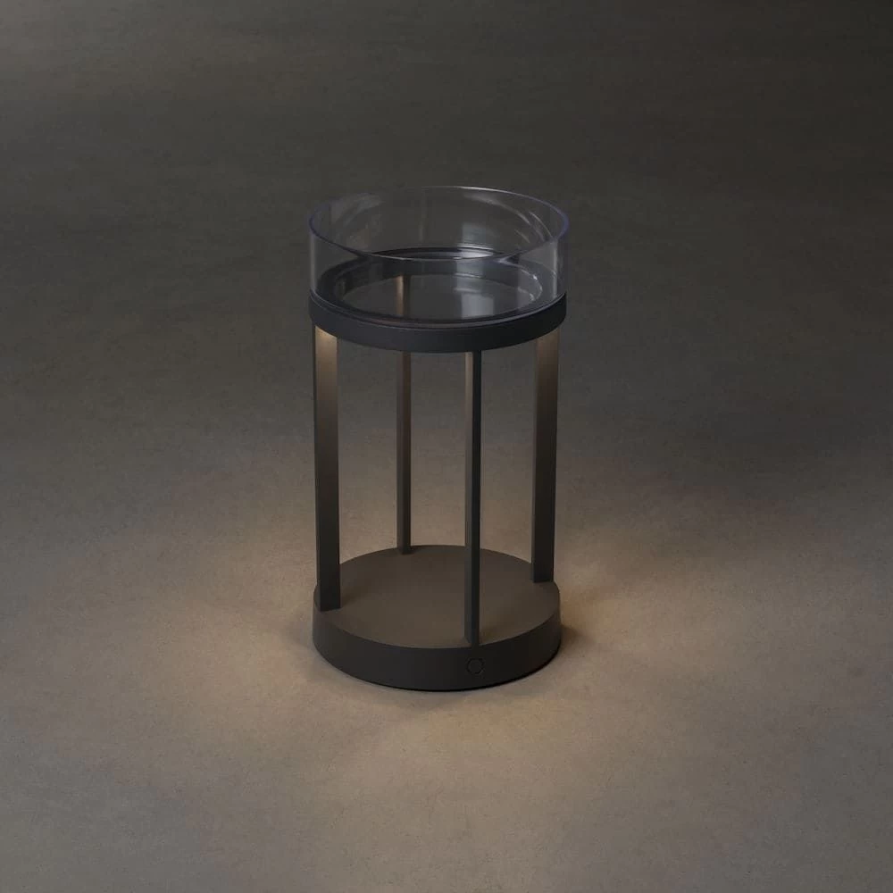 KONSTSMIDE Chieti Grau LED USB Akku Laterne Rund Dimmbar 2700K/3000K Glasdeck 5 KONSTSMIDE Chieti Grau LED USB Akku Laterne Rund Dimmbar 2700K/3000K Glasdeck – Bild 3