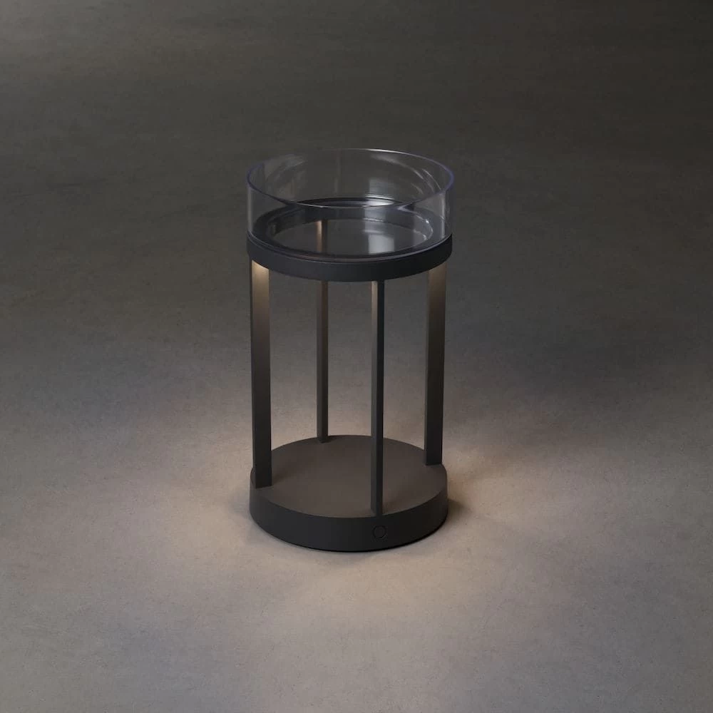 KONSTSMIDE Chieti Grau LED USB Akku Laterne Rund Dimmbar 2700K/3000K Glasdeck 7 KONSTSMIDE Chieti Grau LED USB Akku Laterne Rund Dimmbar 2700K/3000K Glasdeck – Bild 5