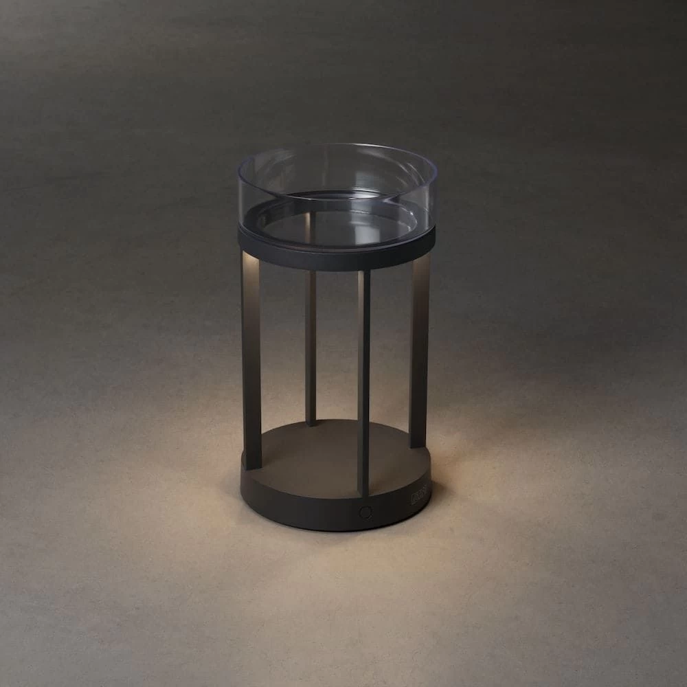 KONSTSMIDE Chieti Grau LED USB Akku Laterne Rund Dimmbar 2700K/3000K Glasdeck 8 KONSTSMIDE Chieti Grau LED USB Akku Laterne Rund Dimmbar 2700K/3000K Glasdeck – Bild 6