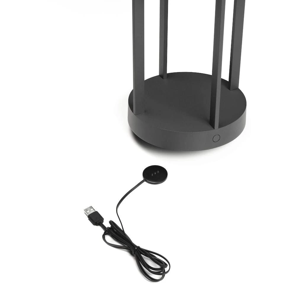 KONSTSMIDE Chieti Grau LED USB Akku Laterne Rund Dimmbar 2700K/3000K Glasdeck 4 KONSTSMIDE Chieti Grau LED USB Akku Laterne Rund Dimmbar 2700K/3000K Glasdeck – Bild 2