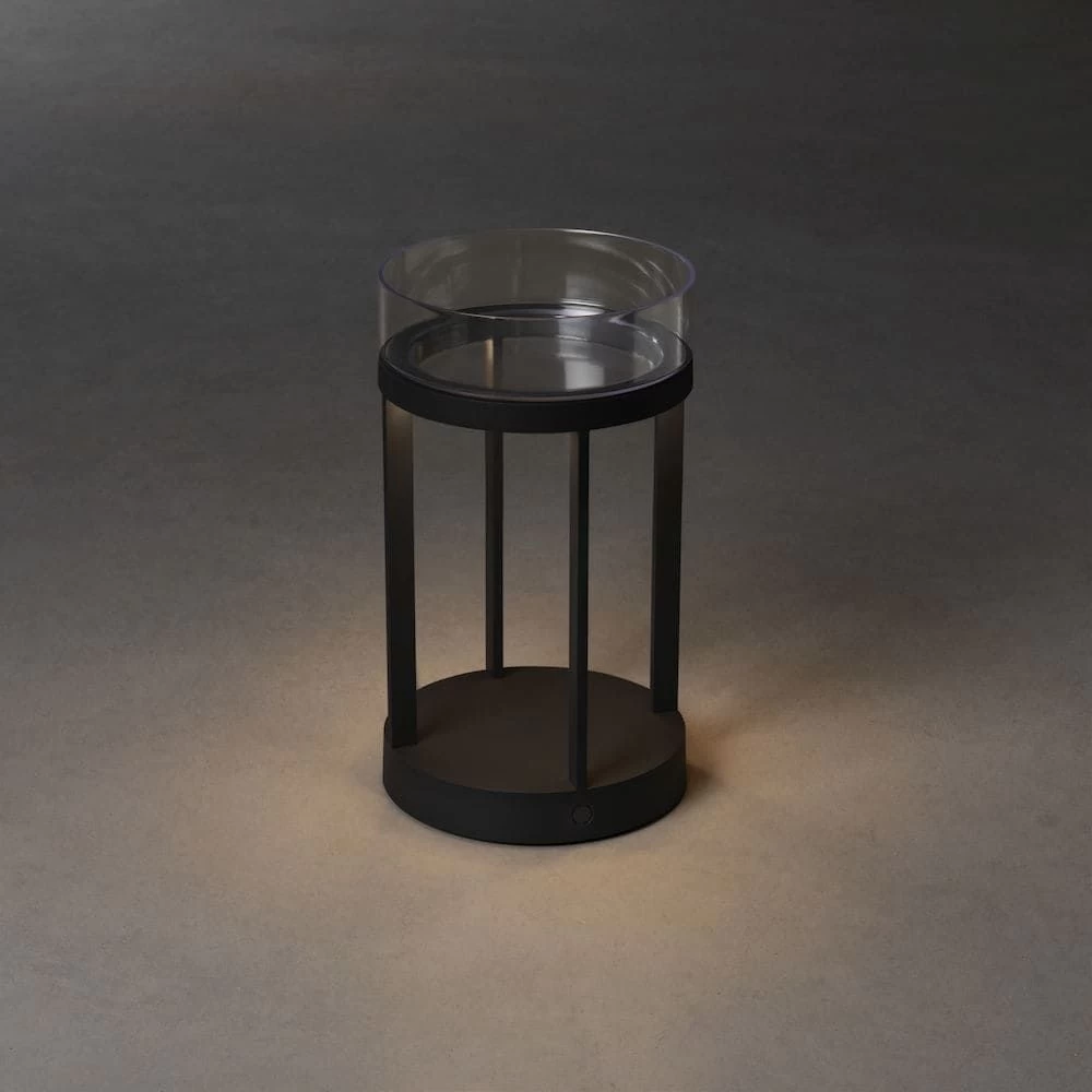 KONSTSMIDE Chieti Schwarz LED USB Akku Laterne Rund Dimmbar 2700K/3000K Glasdeck 6 KONSTSMIDE Chieti Schwarz LED USB Akku Laterne Rund Dimmbar 2700K/3000K Glasdeck – Bild 4