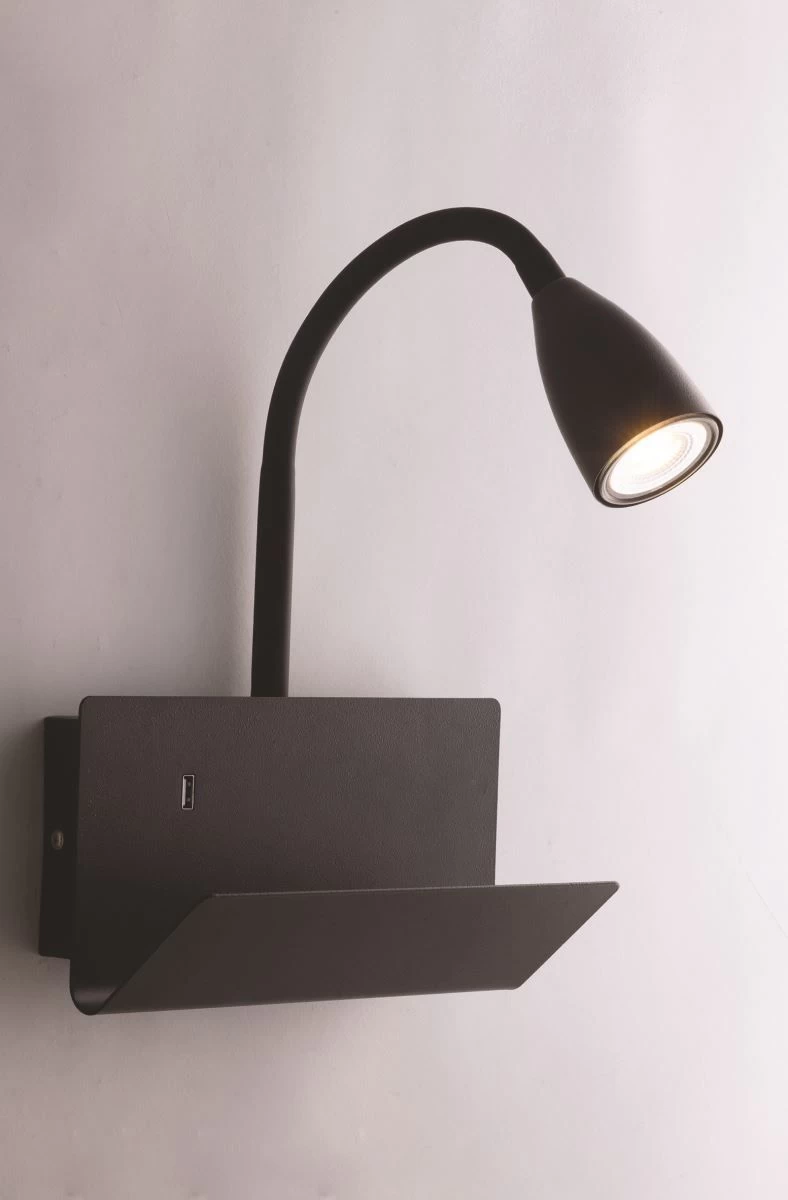 Luce Design Gulp Wandleuchte,Leselampe Schwarz GU10 29x25x12cm Mit USB Ladeport 3 Luce Design Gulp Wandleuchte,Leselampe Schwarz GU10 29x25x12cm Mit USB Ladeport