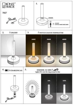 KONSTSMIDE Biarritz Akku Tischleuchte IP54 Weiss Dimmbar 1800/3000/4000K 25 KONSTSMIDE Biarritz Akku Tischleuchte IP54 Weiss Dimmbar 1800/3000/4000K -Lichtwelt Verkauf biarritzusbtischleuchte