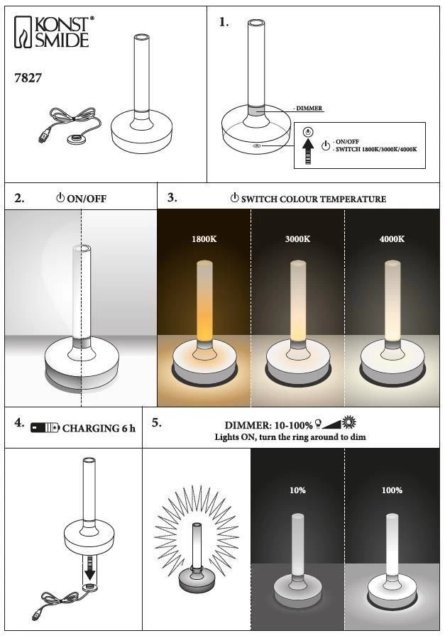 KONSTSMIDE Biarritz Akku Tischleuchte IP54 Weiss Dimmbar 1800/3000/4000K 12 KONSTSMIDE Biarritz Akku Tischleuchte IP54 Weiss Dimmbar 1800/3000/4000K – Bild 10