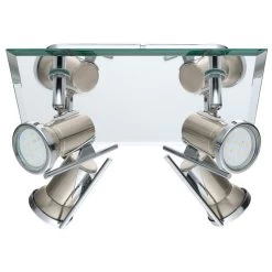 EGLO TAMARA 1 LED Deckenspot, Quadrat, 4-flg. GU10 Nickel-matt, Chrom