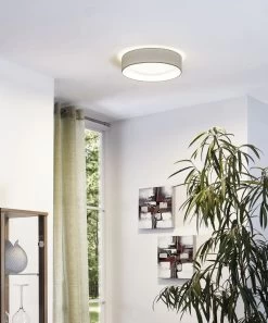 EGLO PASTERI LED Textil Deckenleuchte, Rund, 320mm, Weiss, Taupe -Lichtwelt Verkauf eglo31589 1