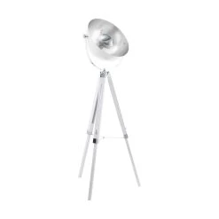 EGLO Vintage COVALEDA Retro Stehlampe E27 Weiss, Chrom, Silber