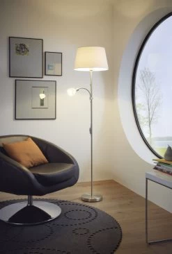 EGLO CONESA Stehleuchte M. Lesearm, 2-flg., E27, E14, Nickel-matt, Weiss 5 EGLO CONESA Stehleuchte M. Lesearm, 2-flg., E27, E14, Nickel-matt, Weiss -Lichtwelt Verkauf eglo95686 1