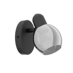 EGLO POLLICA Wandstrahler Schwarz, Rauchglas E14 6,5x10,5cm