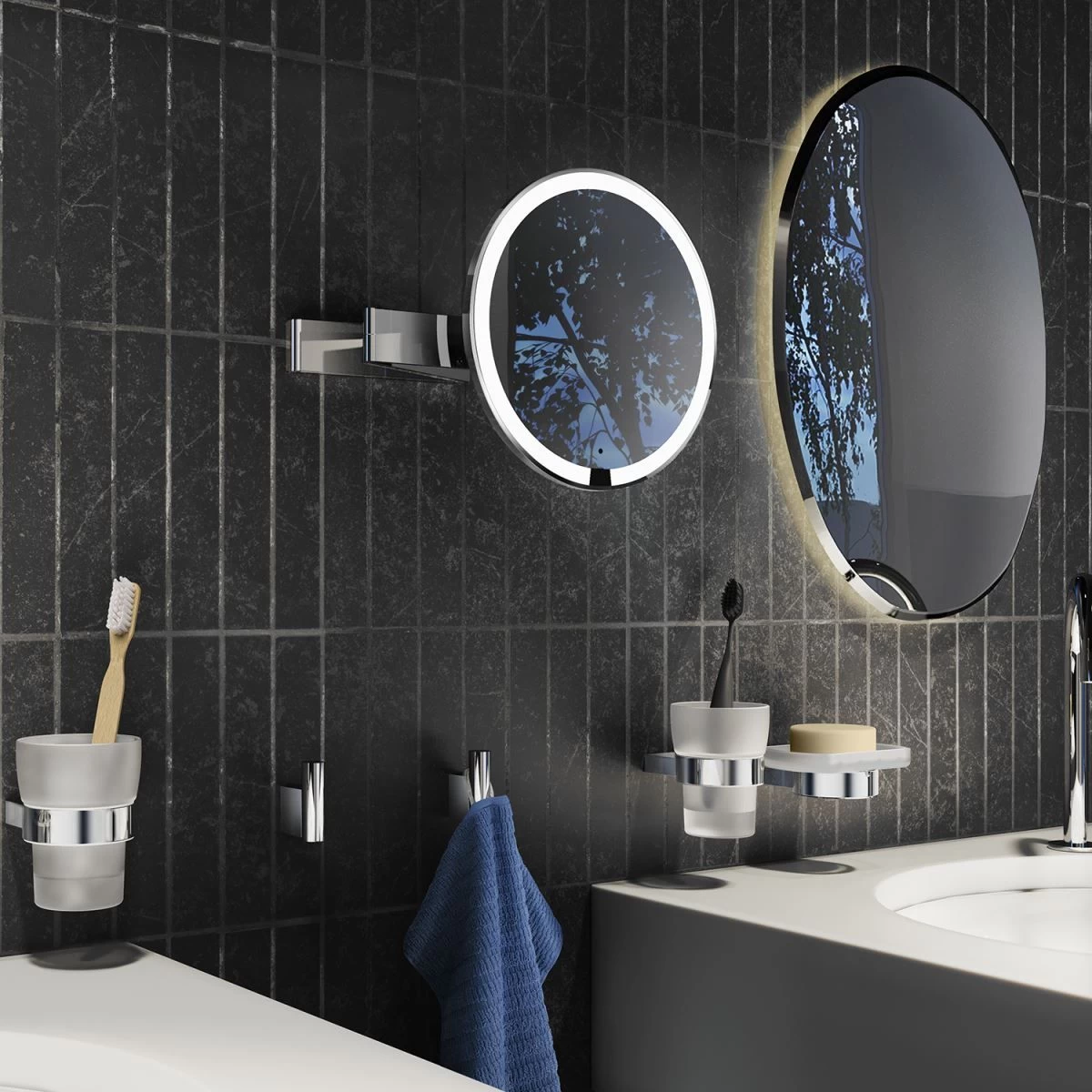 Smedbo Outline Kosmetikspiegel Berührungslos Mit LED-Beleuchtung PMMA Rund 2-fach Schwenkbar, Normale Ansicht Und 7 Fach FK491EP 4 Smedbo Outline Kosmetikspiegel Berührungslos Mit LED-Beleuchtung PMMA Rund 2-fach Schwenkbar, Normale Ansicht Und 7 Fach FK491EP – Bild 2