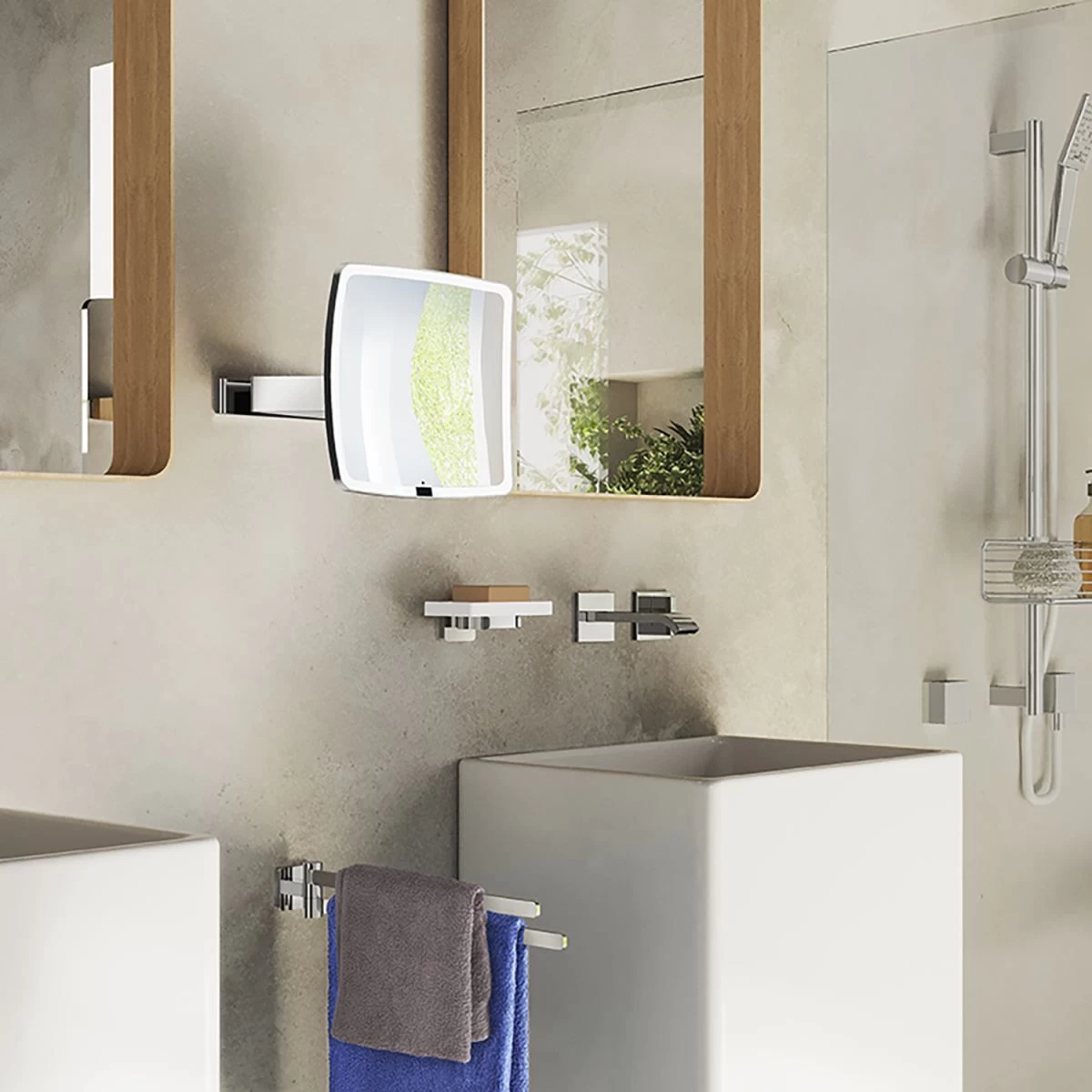 Smedbo Outline Kosmetikspiegel Berührungslos Mit LED-Beleuchtung PMMA Eckig 2-fach Schwenkbar, Normale Ansicht Und 7 Fach FK492EP 4 Smedbo Outline Kosmetikspiegel Berührungslos Mit LED-Beleuchtung PMMA Eckig 2-fach Schwenkbar, Normale Ansicht Und 7 Fach FK492EP – Bild 2