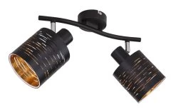 Globo Tunno Deckenstrahler Schwarz, Gold 2x E14 Dimmbar 29,6x10x16cm -Lichtwelt Verkauf globo15342 2 1
