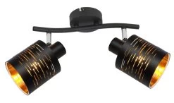Globo Tunno Deckenstrahler Schwarz, Gold 2x E14 Dimmbar 29,6x10x16cm
