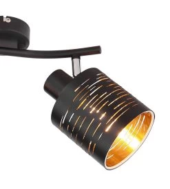 Globo Tunno Deckenstrahler Schwarz, Gold 2x E14 Dimmbar 29,6x10x16cm -Lichtwelt Verkauf globo15342 2 4