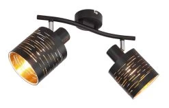 Globo Tunno Deckenstrahler Schwarz, Gold 2x E14 Dimmbar 29,6x10x16cm -Lichtwelt Verkauf globo15342 2 5