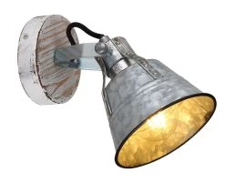 Globo Günther I Wandstrahler Weiß, Gold Patiniert E27 Dimmbar X14x18cm