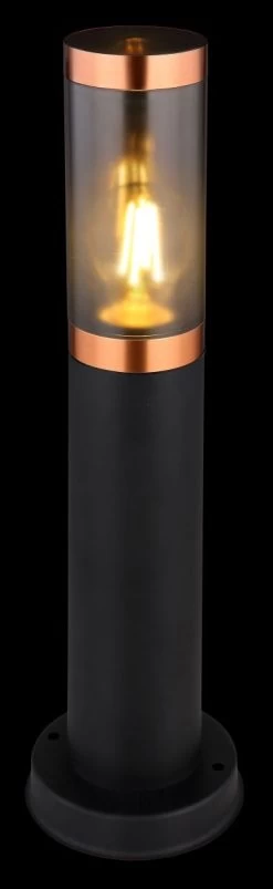 Globo BOSTON Außenleuchte Edelstahl Schwarz, Kupfer,Kunststoff Rauchfarben, 450mm 1xE27 -Lichtwelt Verkauf globo3158bc 1